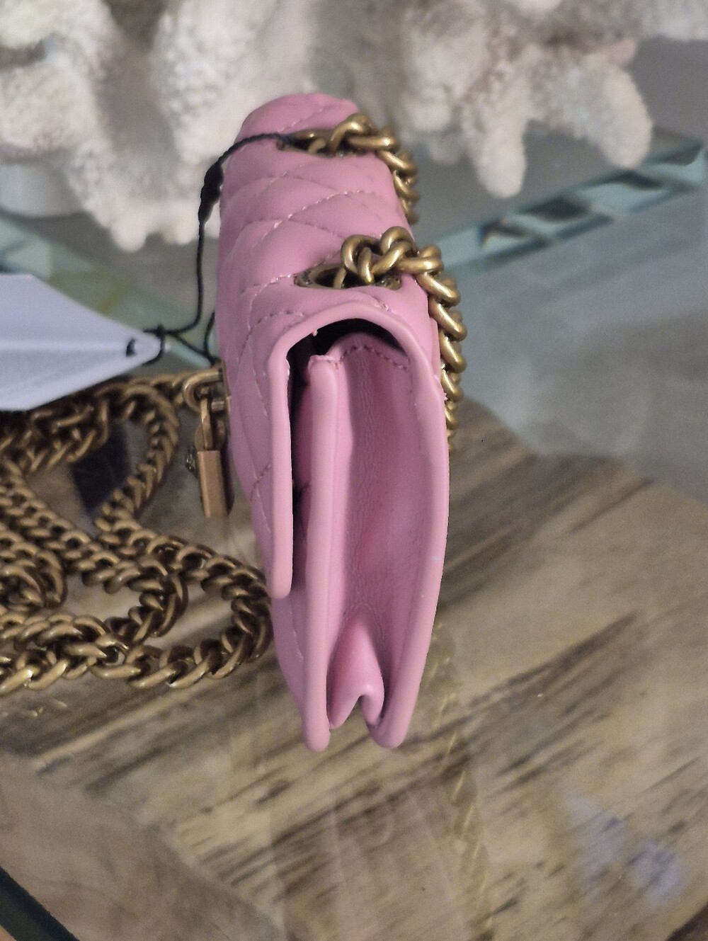 Kurt Geiger London Micro Brixton Shoulder Bag Pink Quilted Crossbody Chain Strap - Picture 5 of 14